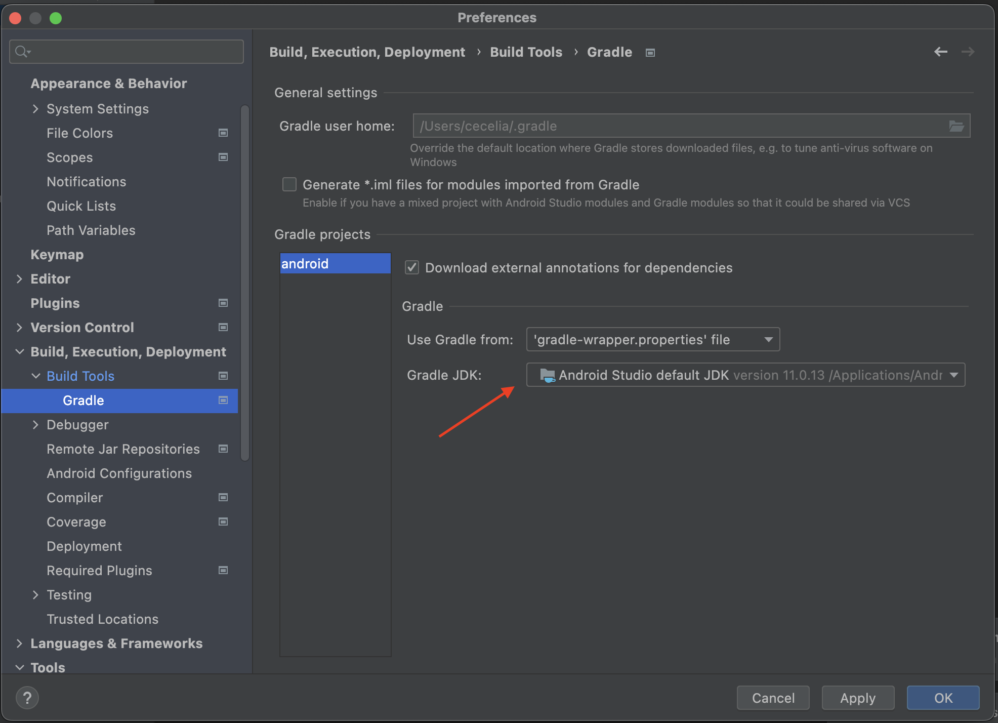 JDK Path in Android Studio